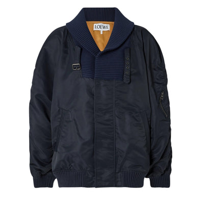 Loewe Oversized Navy Shell Bomber Jacket Size 36 EU / US 4