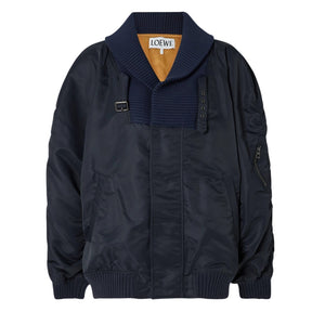 Loewe Oversized Navy Shell Bomber Jacket Size 36 EU / US 4