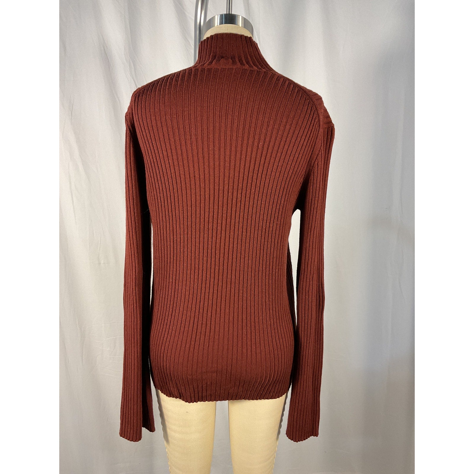 Chlo� 'Ribbed' Brown Wool Cashmere-Blend Turtleneck Sweater Size XL