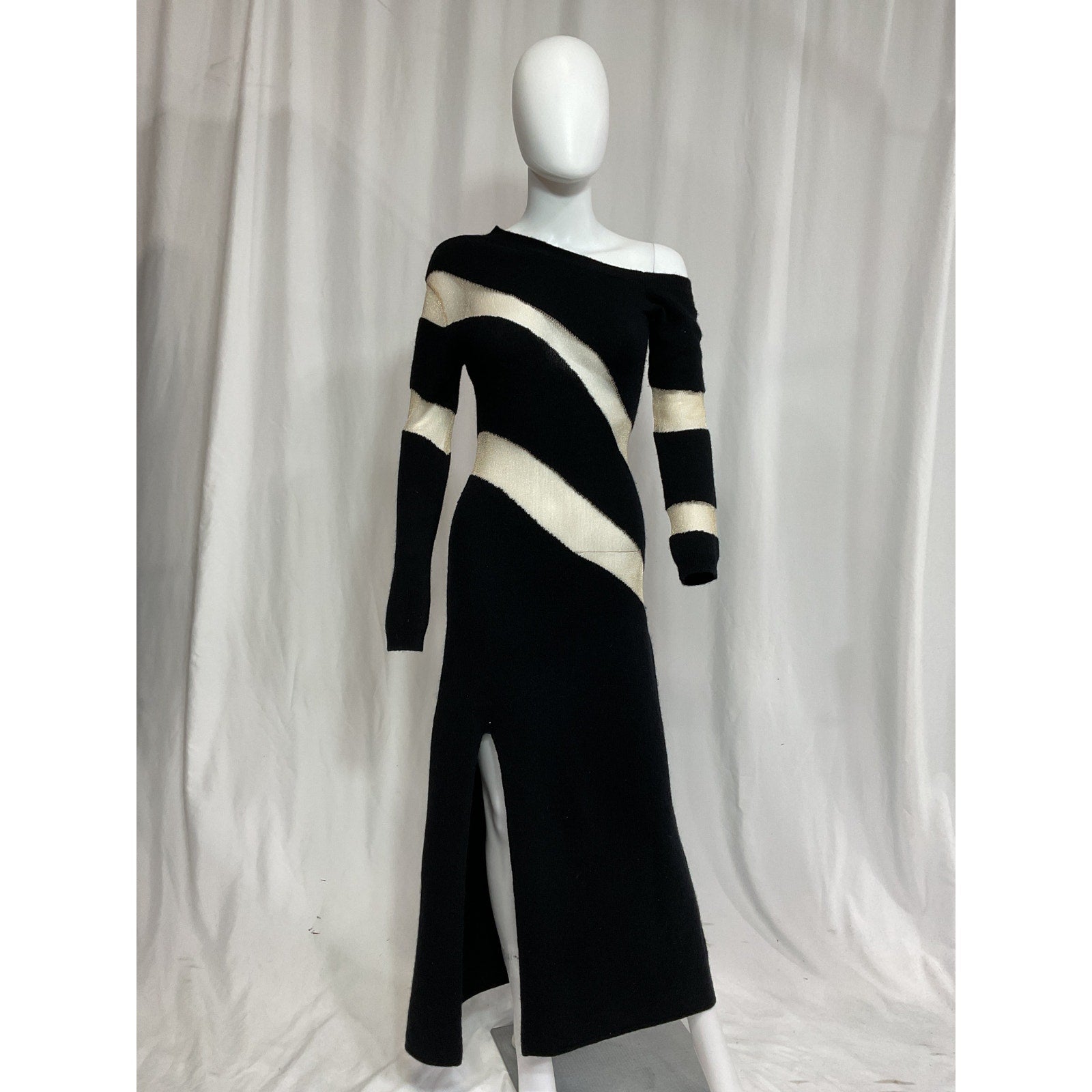 Cult Gaia 'Nessa' Black One Shoulder Long Sleeve Knit Dress Size S
