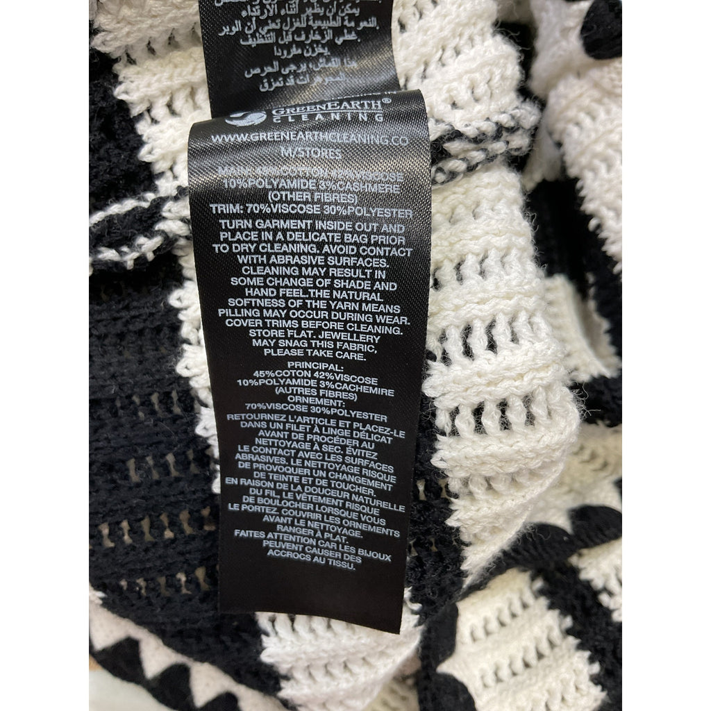 Self Portrait Striped Black Cotton Crochet Top Size M - NWT