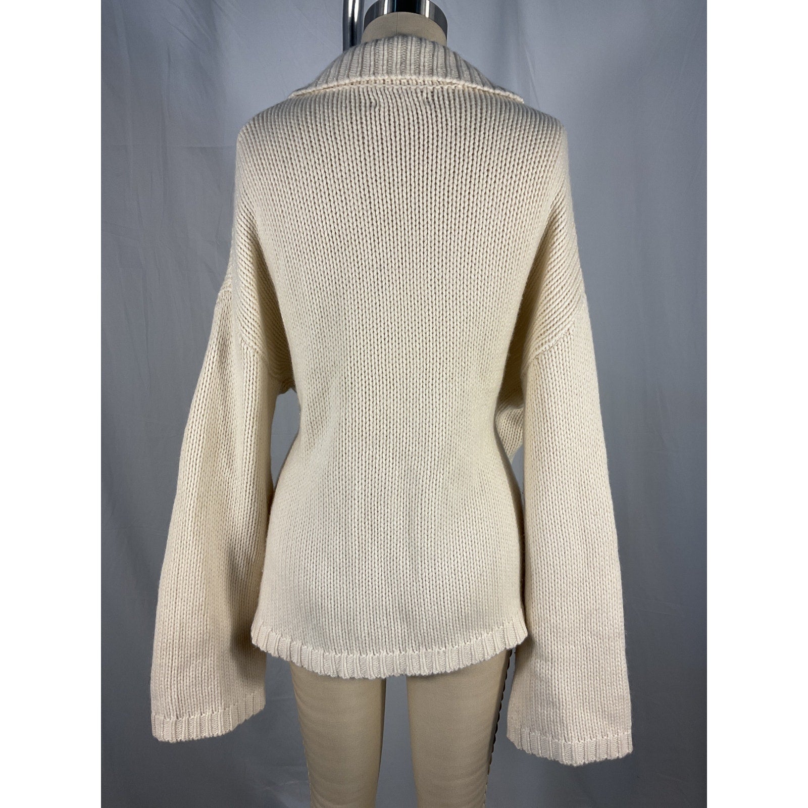 Sablyn 'Estela' White Oversized Cashmere Polo Sweater Size S