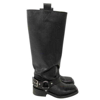 Ganni Sleek Black Biker Boots Size 40 EU / US 10