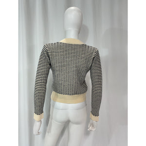 Sandro 'Stripe' White Wool & Cashmere Cardigan Size 0