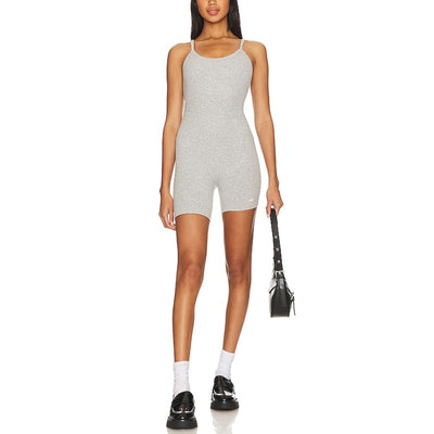 Alo Yoga Seamless Grey Cotton Ribbed Mellow Onesie Size M