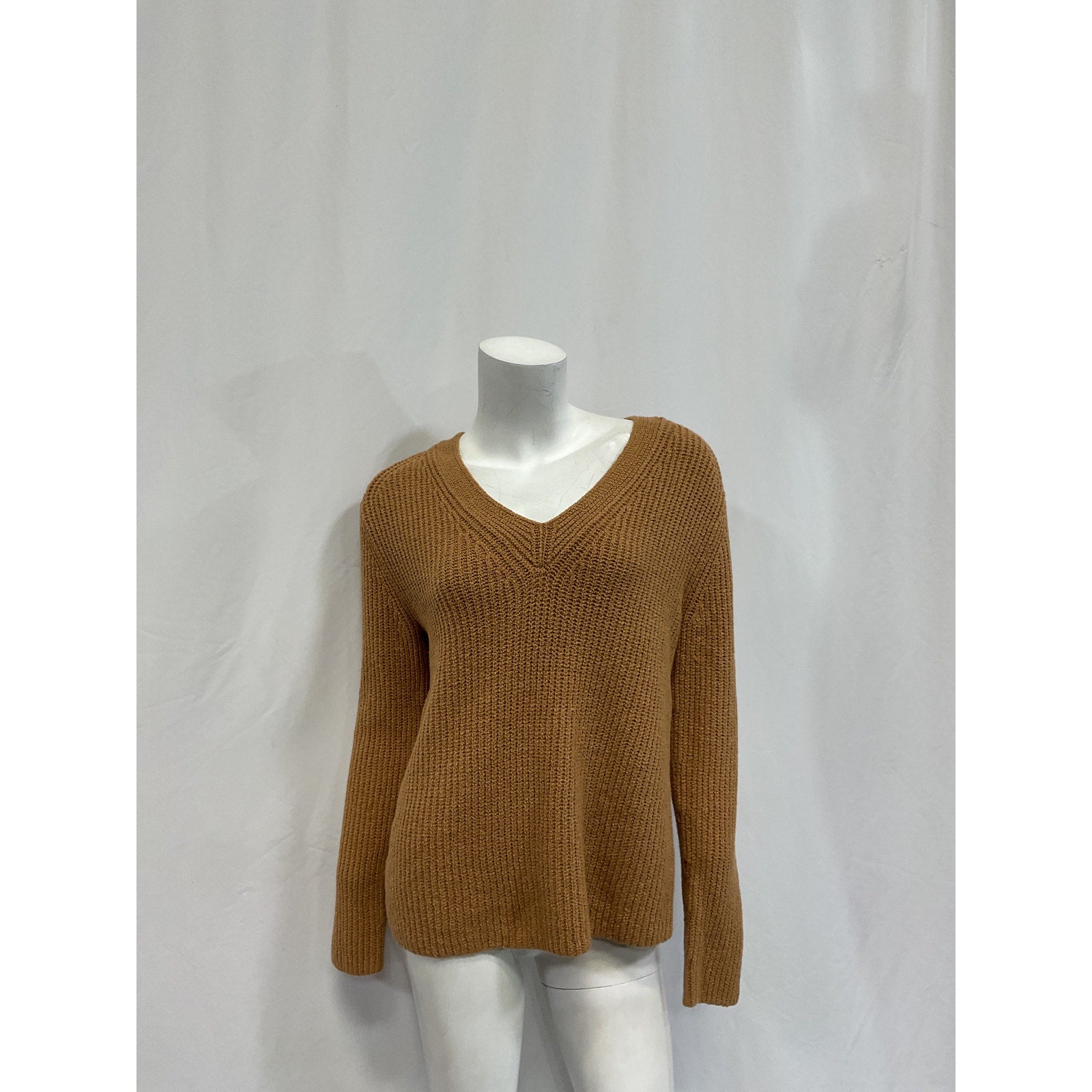 Vince Shaker Brown Cotton Rib Sweater Size S