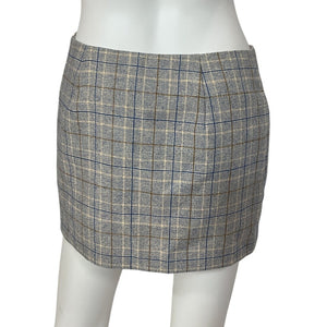 L'academie Classic Pale Blue Check Natalia Mini Skirt Size XS