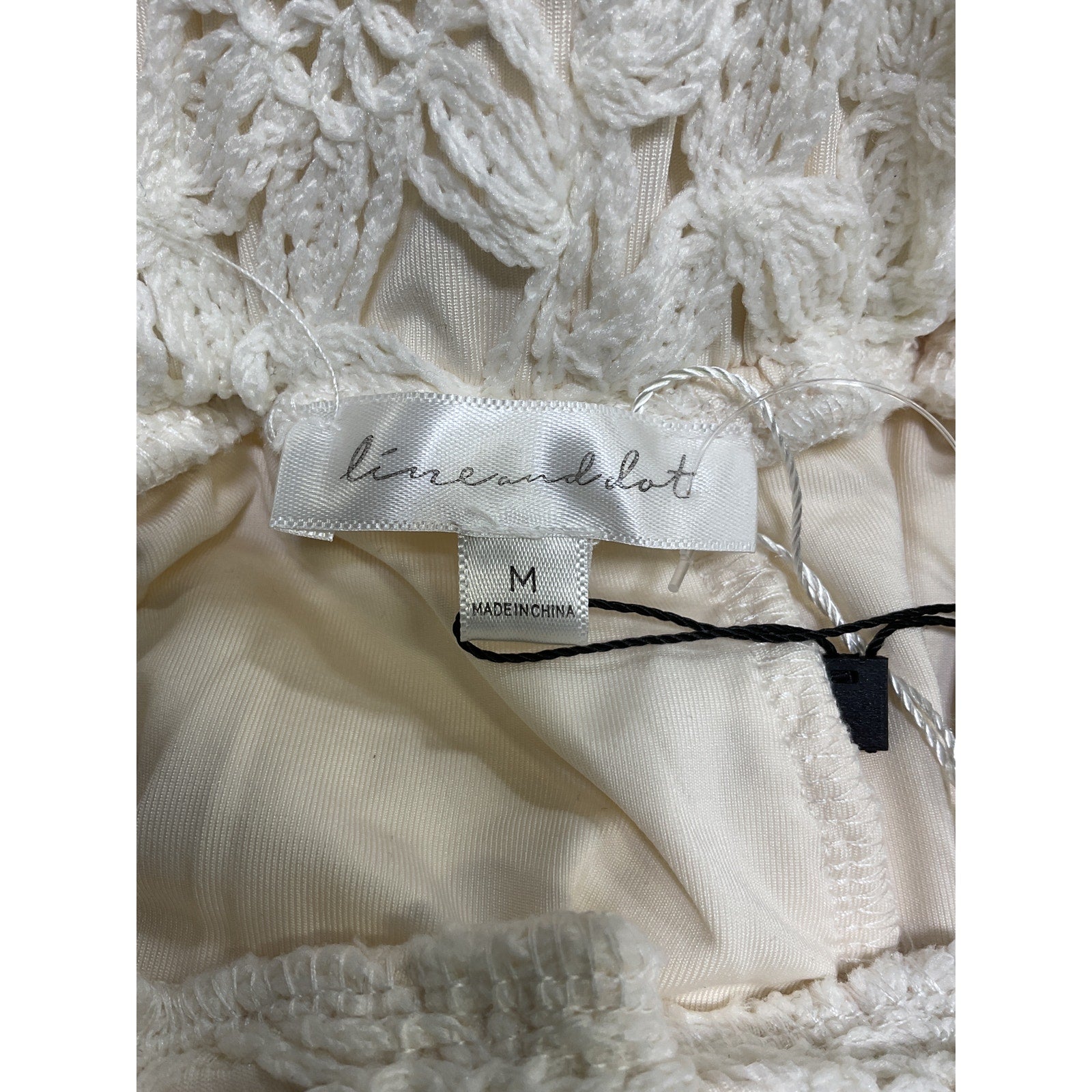 Line & Dot 'Bowen' Cream Polyester Crocheted Pants Size M - NWT