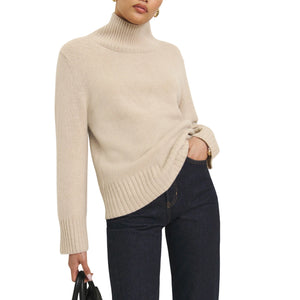 Reformation Cashmere Tan Conrad Turtleneck Sweater Size S