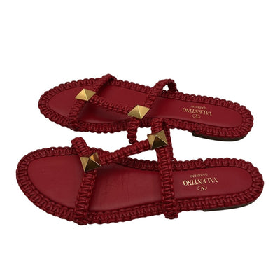 Valentino Woven Red Roman Stud Sandals Size 38.5 EU / 8.5 US
