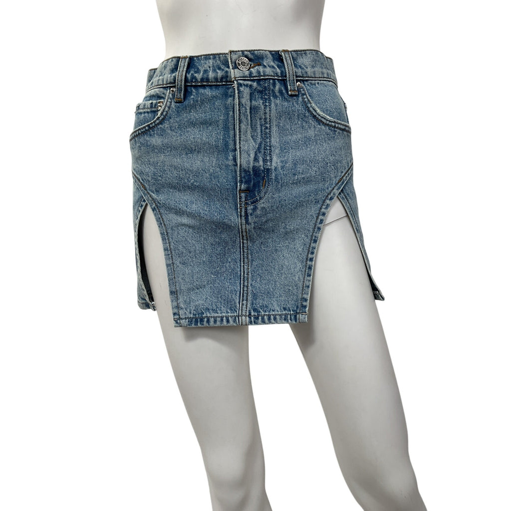 Grlfrnd 'Jasmine' Blue Cotton Mini Skirt Size 23