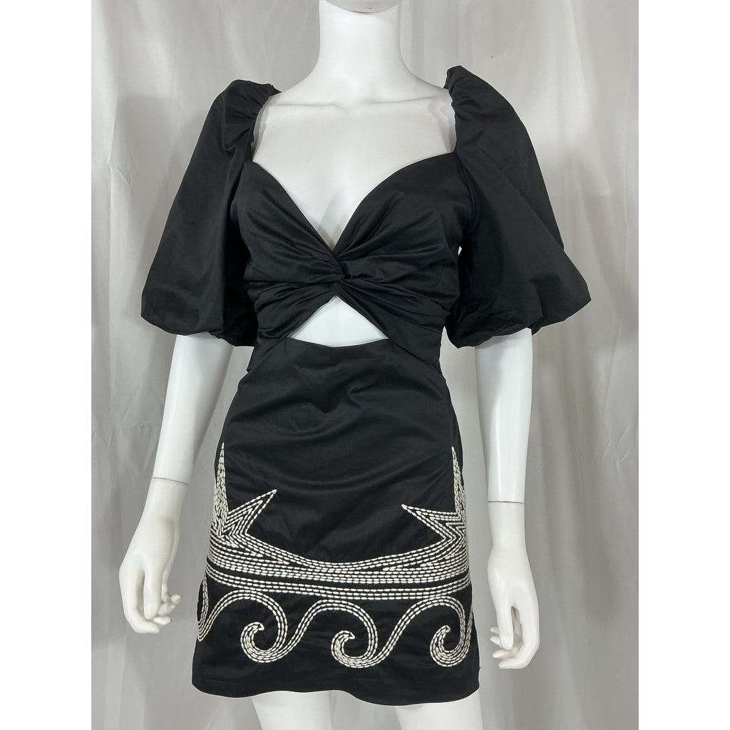 Johanna Ortiz Simple Pleasures Black Cotton Stretch-Cotton Mini Dress Size S