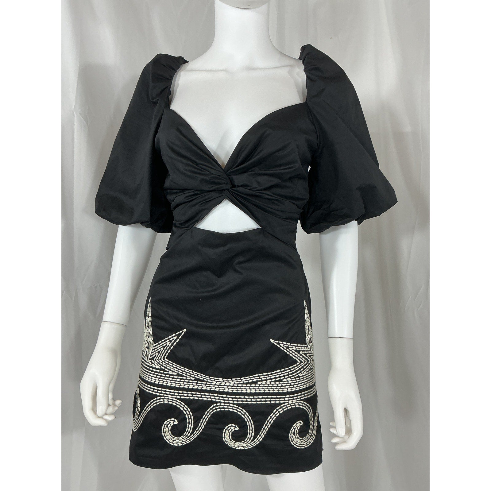 Johanna Ortiz Simple Pleasures Black Cotton Stretch-Cotton Mini Dress Size S