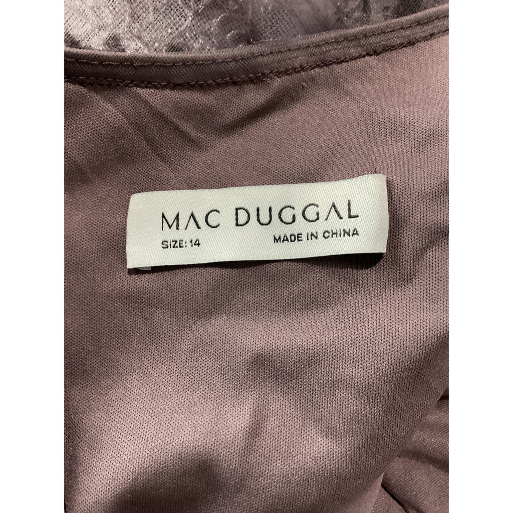 Mac Duggal Beaded Floral Grey Polyester A-Line Cocktail Dress Size 14