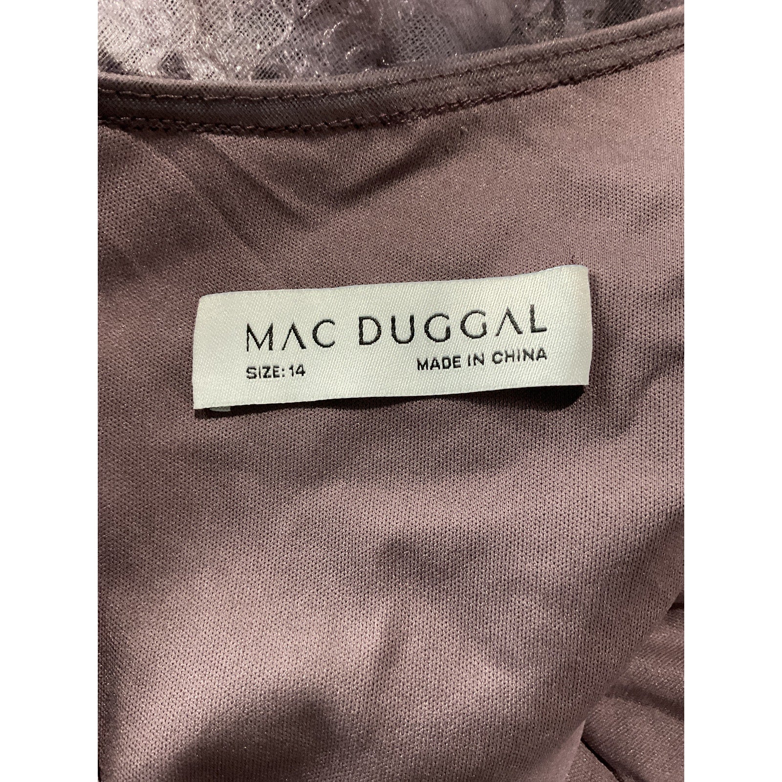 Mac Duggal Beaded Floral Grey Polyester A-Line Cocktail Dress Size 14
