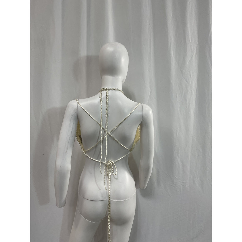 My Beachy Side 'Crochet' White Butterfly Open Back Top Size M