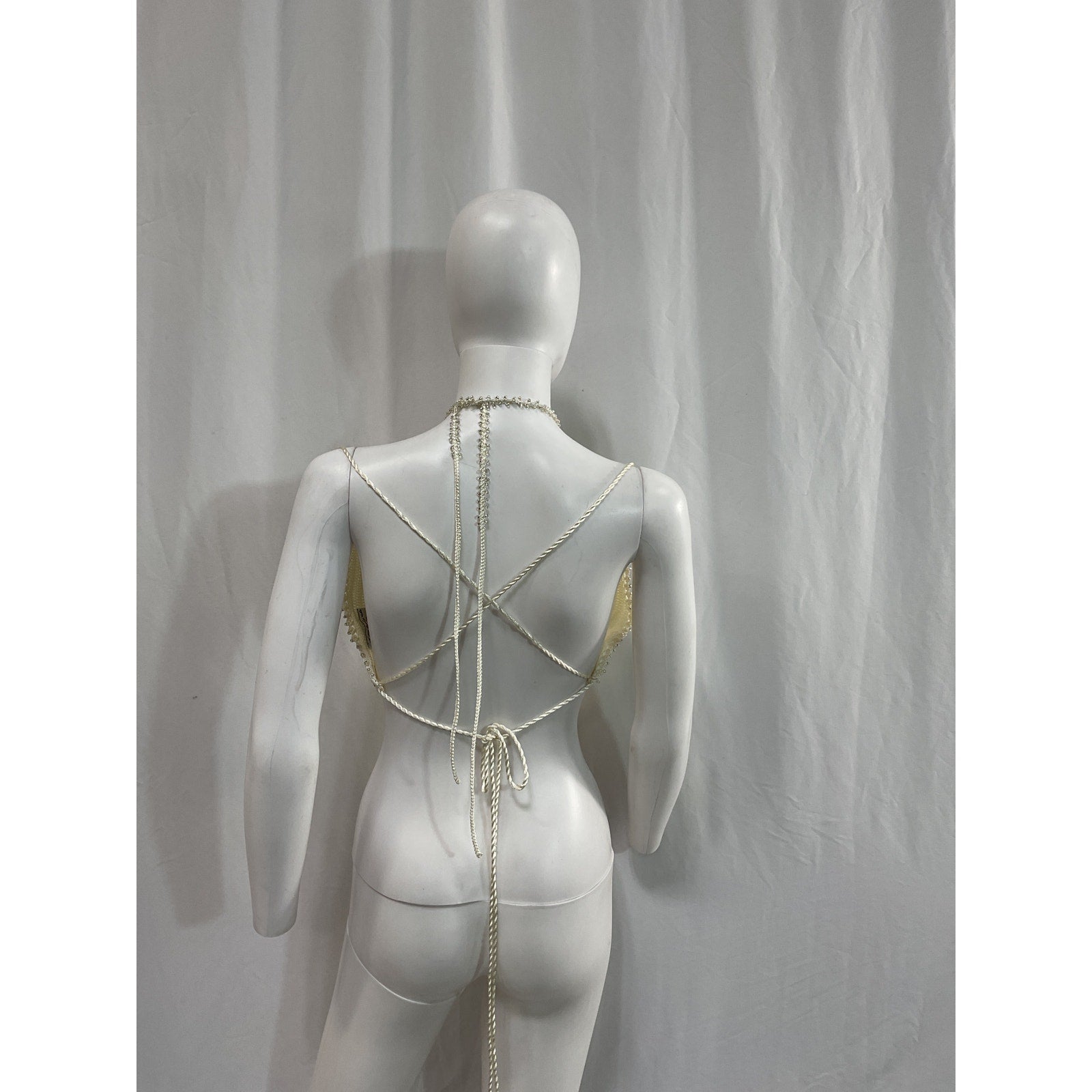 My Beachy Side 'Crochet' White Butterfly Open Back Top Size M