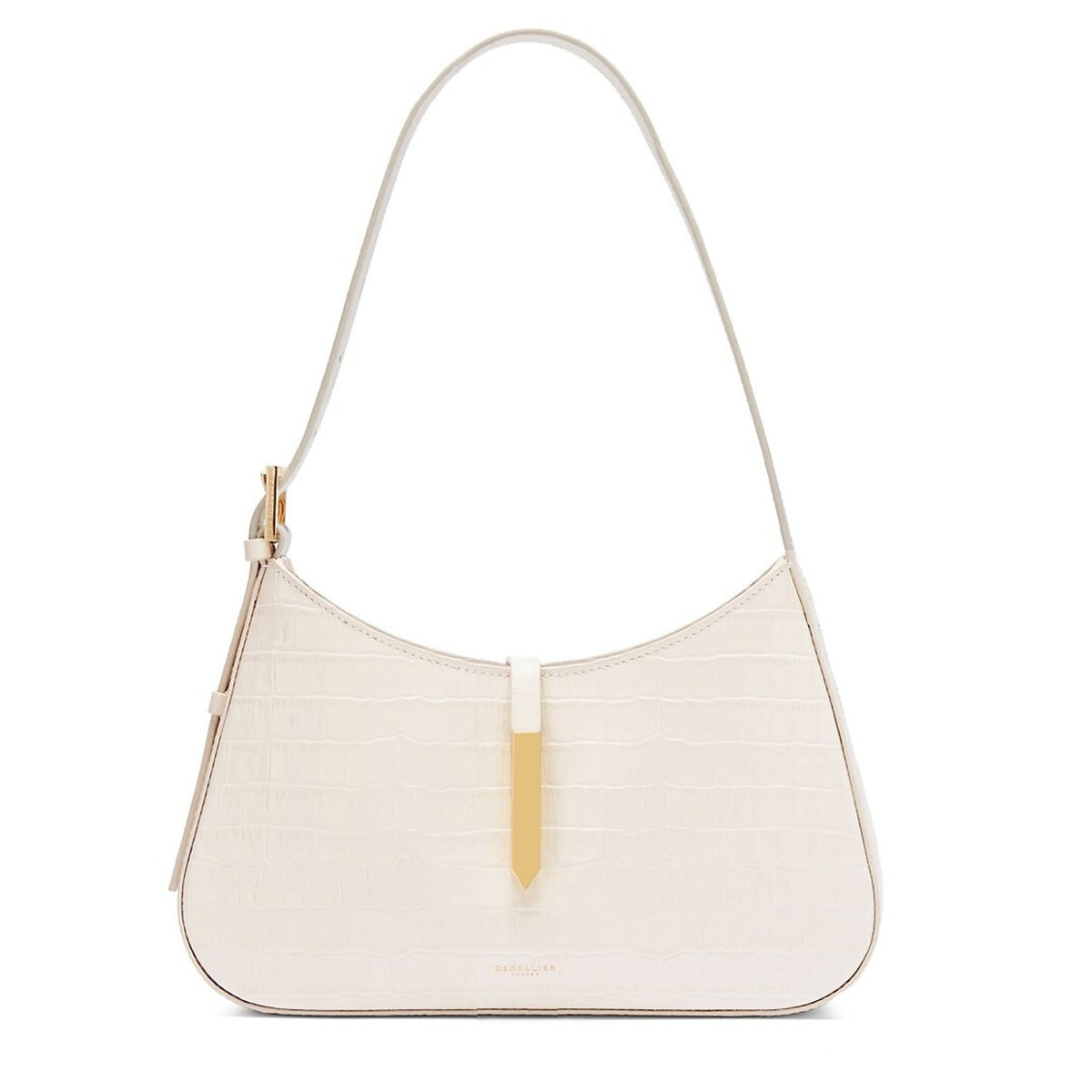 DeMellier Croc Embossed Beige Tokyo Hobo Bag