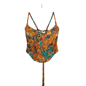 Miaou V Orange Polyester Corset Top Size S