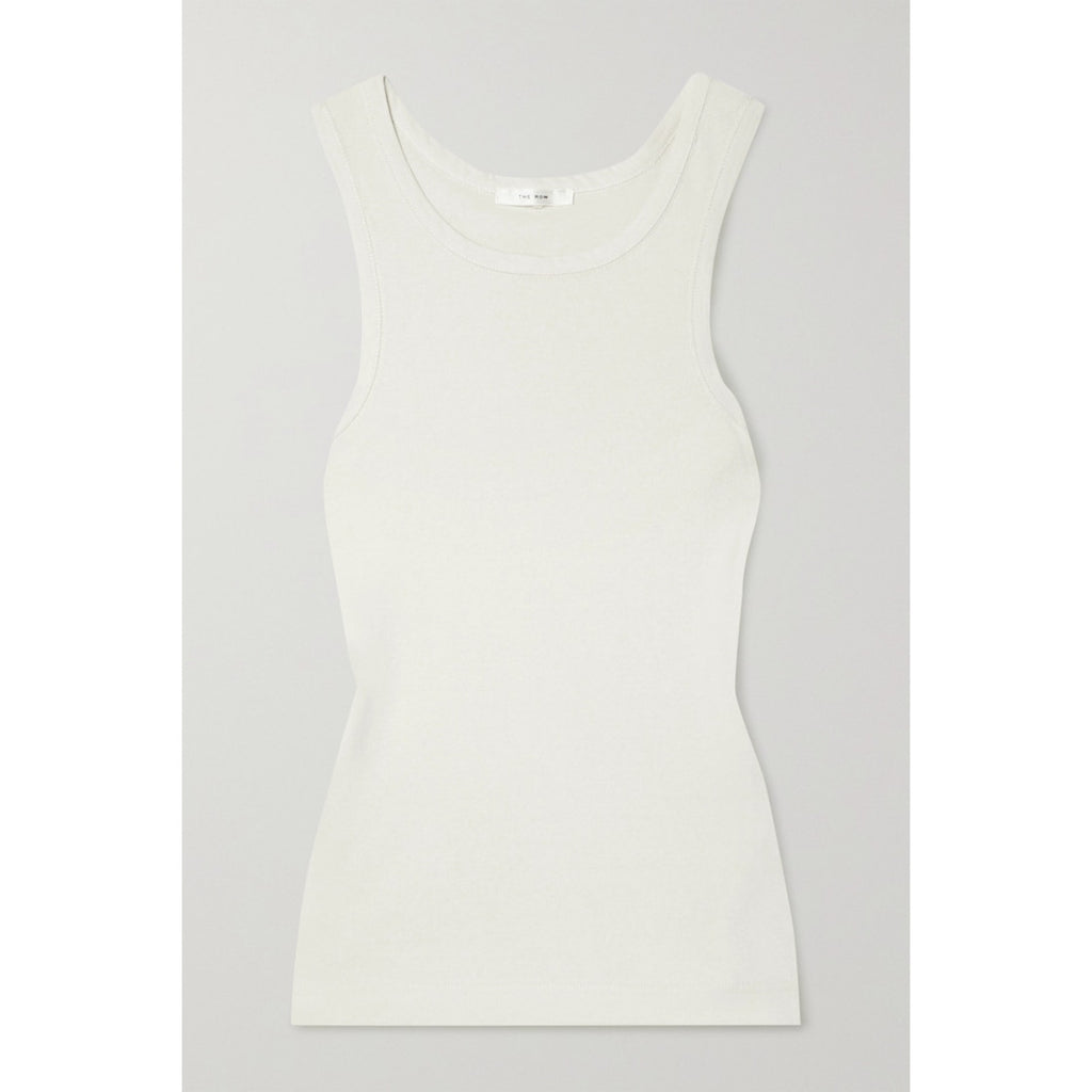 The Row 'Glaura' White Cotton Ribbed Cotton-Jersey Tank Top Size M - NWT