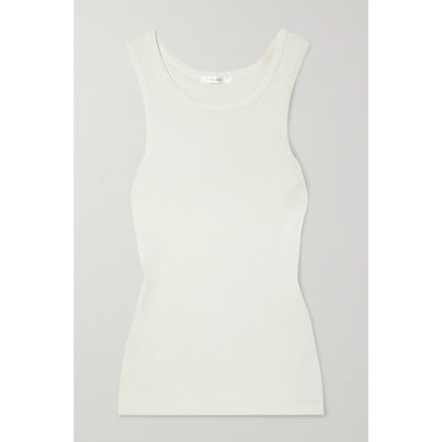 The Row 'Glaura' White Cotton Ribbed Cotton-Jersey Tank Top Size M - NWT