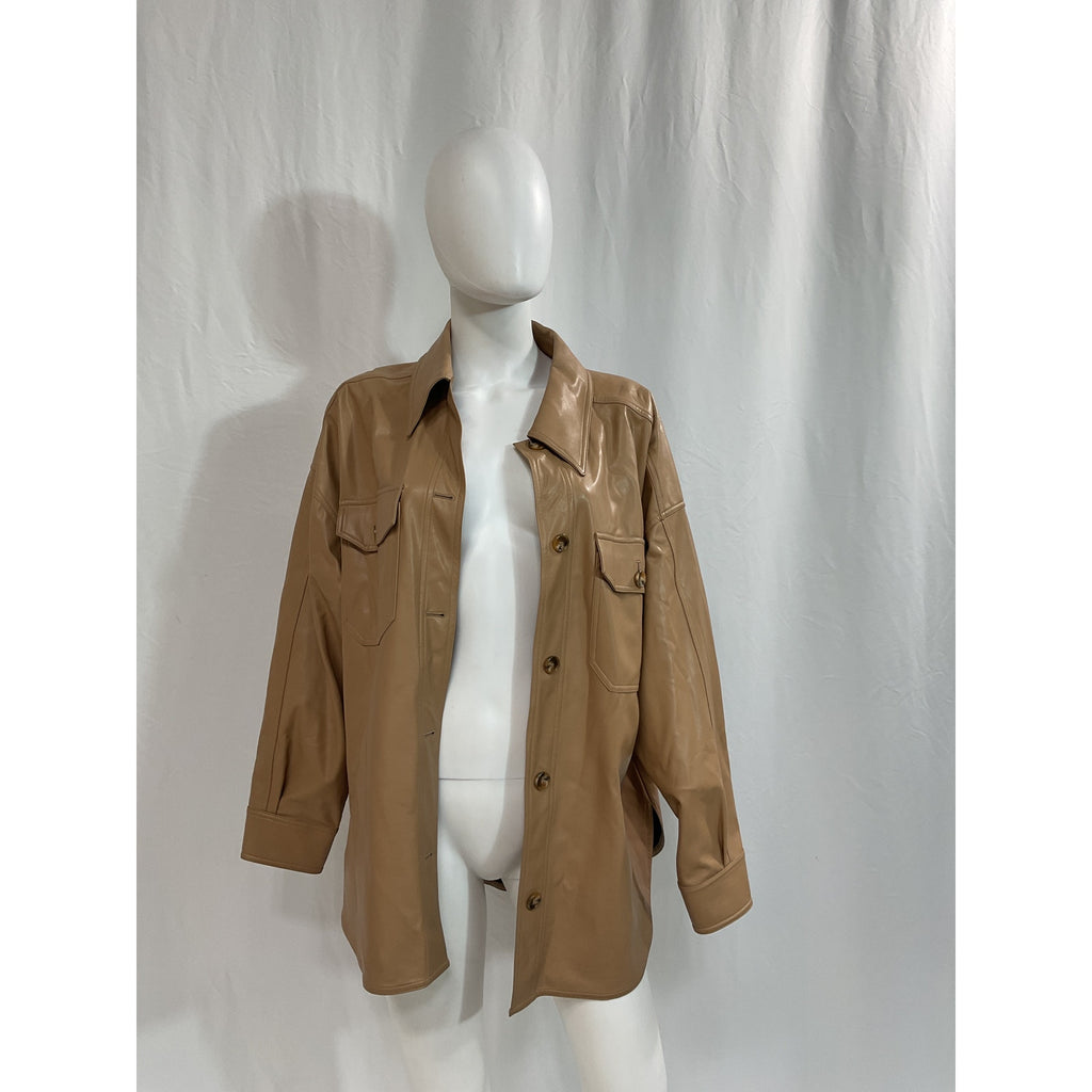 A.L.C. 'Wellsley' Beige Faux Leather Jacket Size L