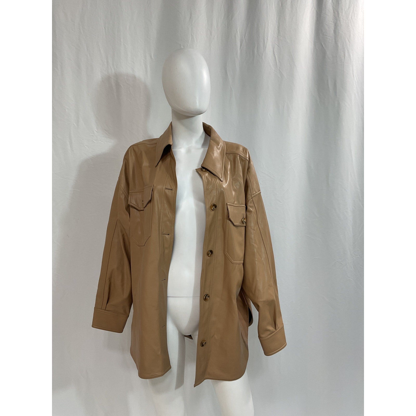 A.L.C. 'Wellsley' Beige Faux Leather Jacket Size L