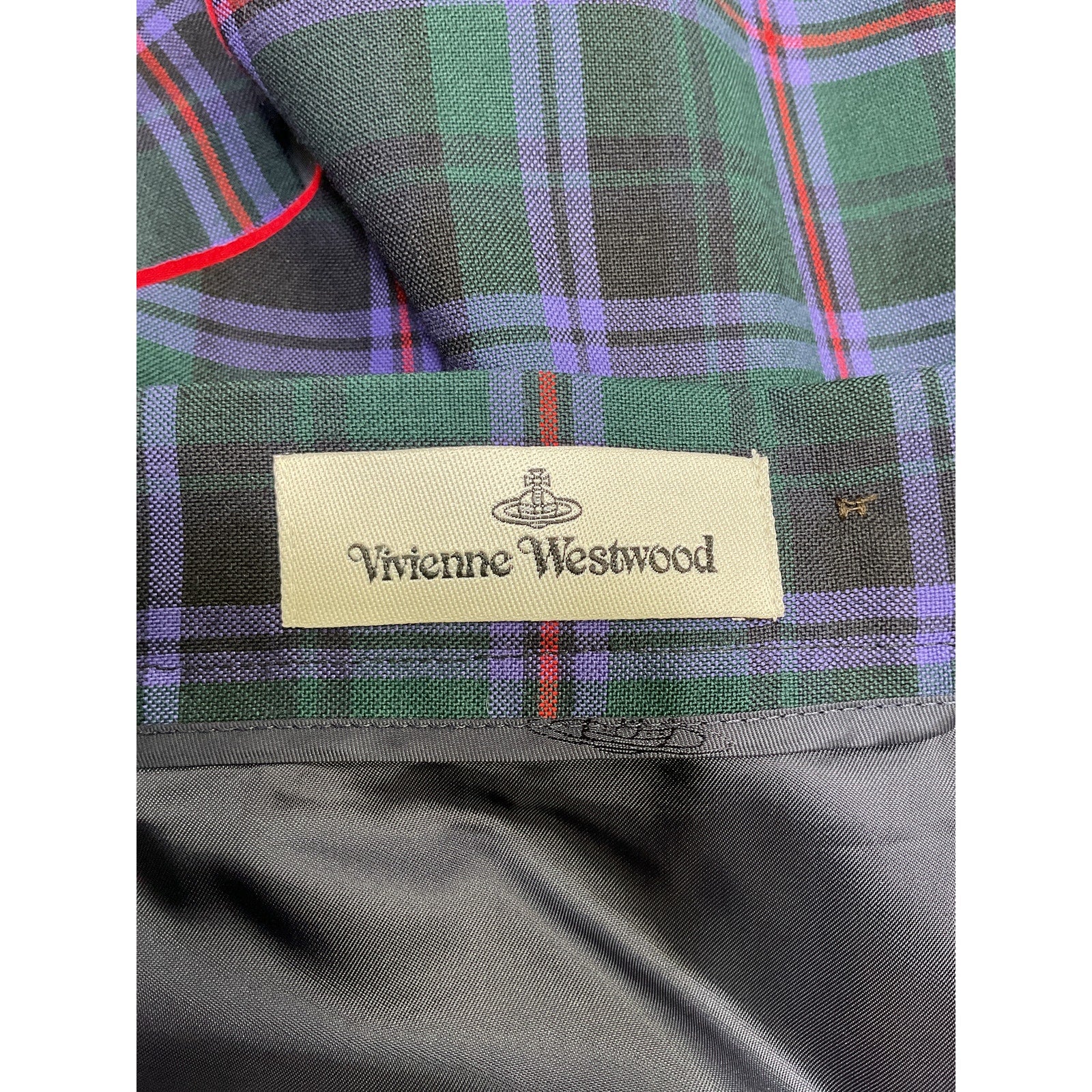 Vivienne Westwood 'Phoenix' Green Wool Tartan-Print Mid-Length Skirt Size 40