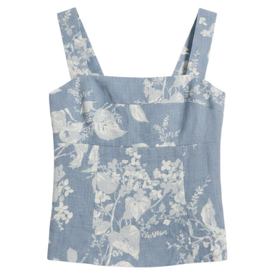 Reformation Floral Blue Darci Tank Top Size 2