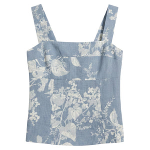 Reformation Floral Blue Darci Tank Top Size 2