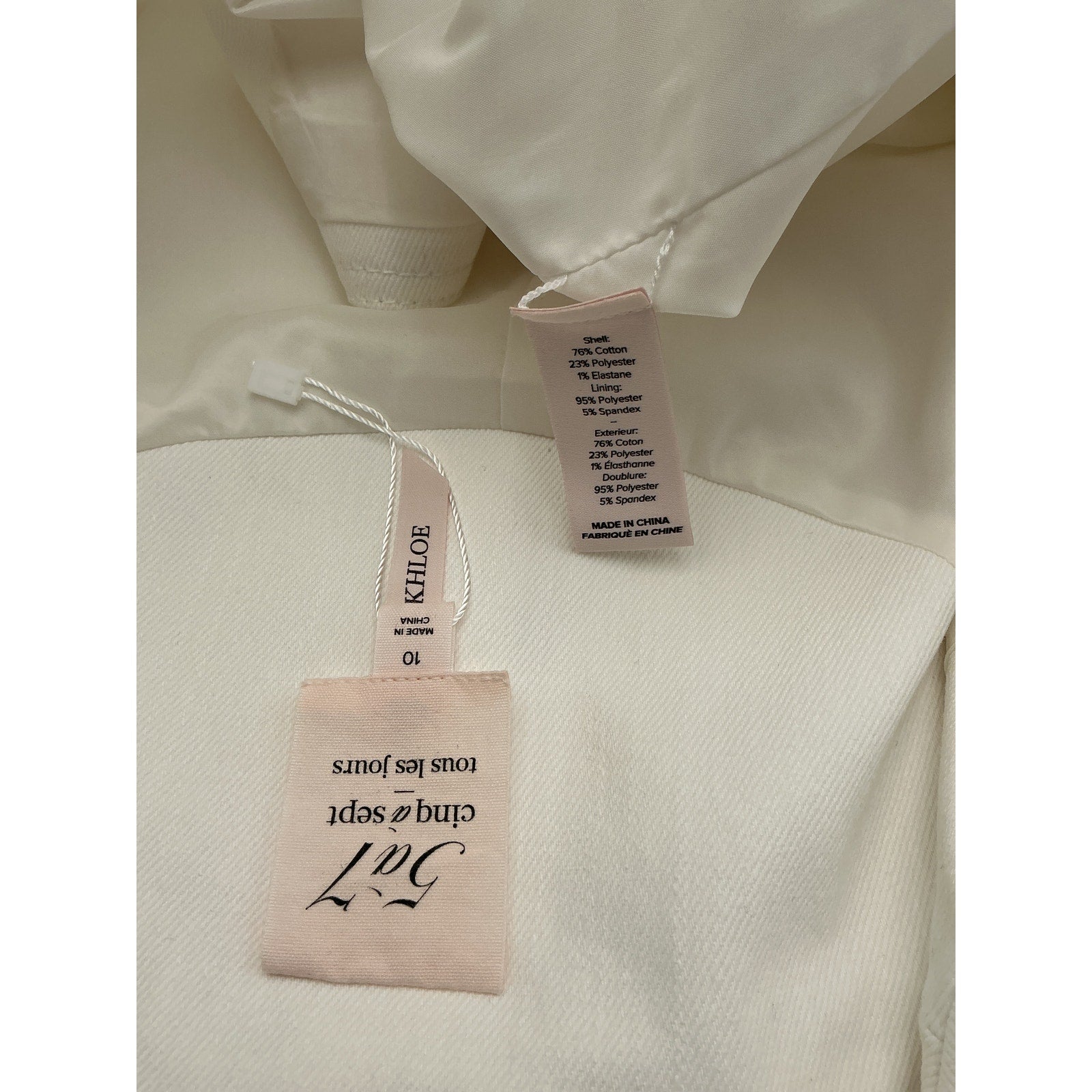 Cinq A Sept 'Khloe' White Cotton Ruched Sleeve White Denim Blazer Size 10