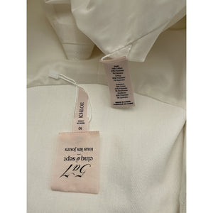 Cinq à Sept 'Khloe' White Cotton Ruched Sleeve White Denim Blazer Size 10