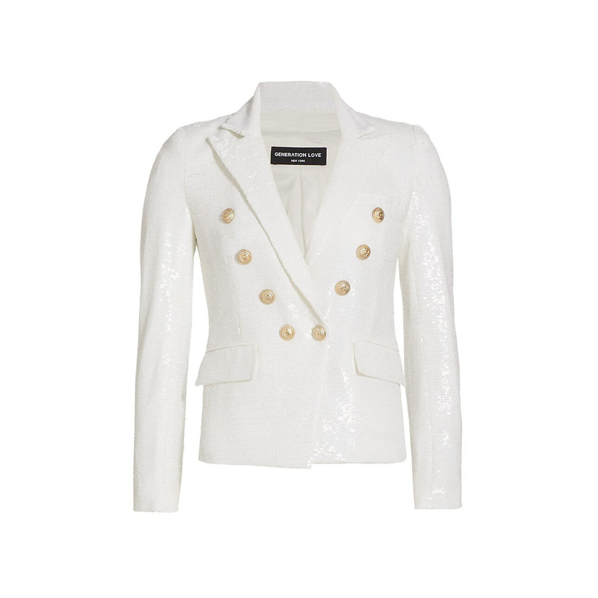 Generation Love 'Viva' White Polyester Sequin Blazer Size S