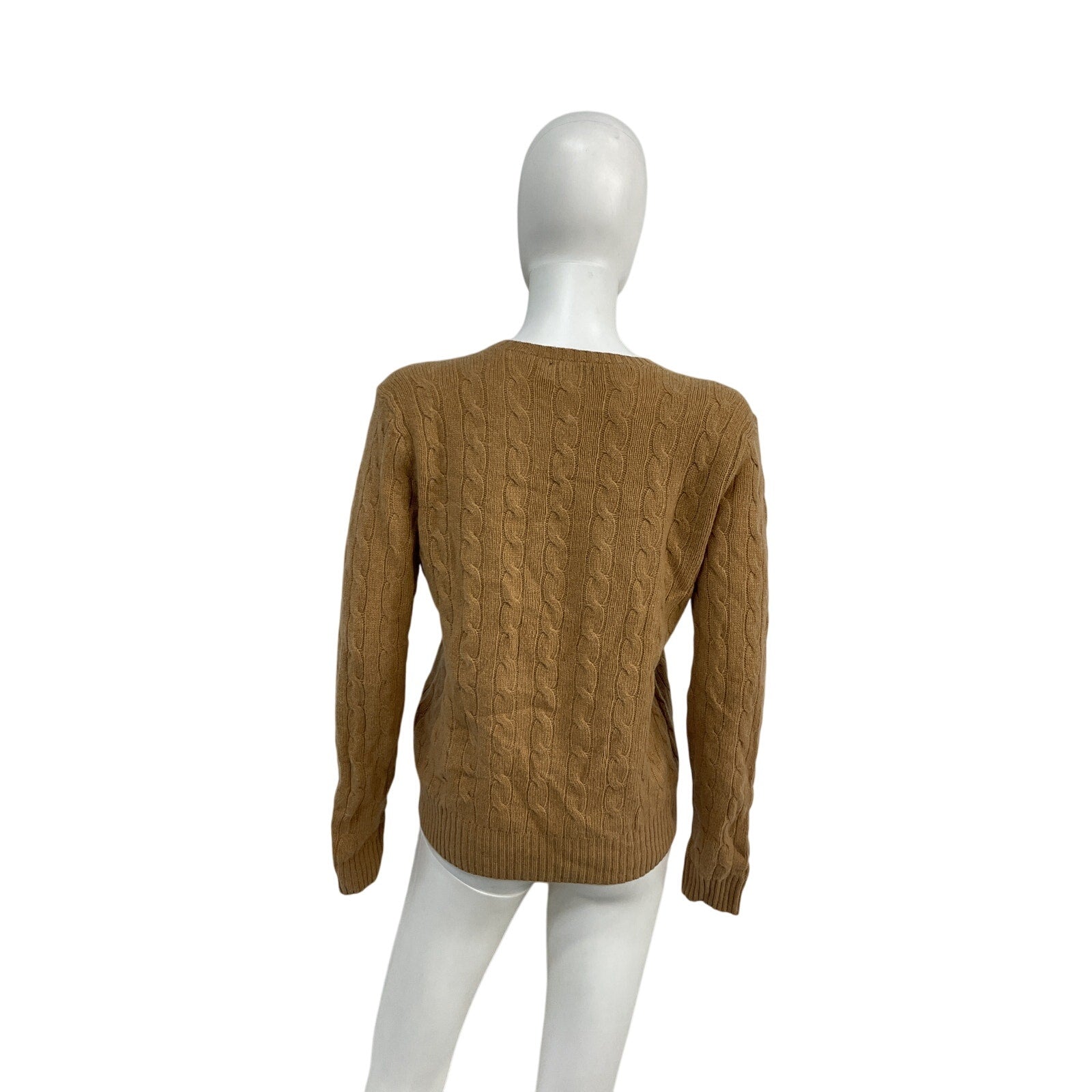 Ralph Lauren Brown Cable-Knit Wool-Cashmere Sweater Size L