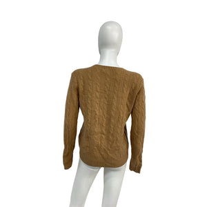Ralph Lauren Brown Cable-Knit Wool-Cashmere Sweater Size L