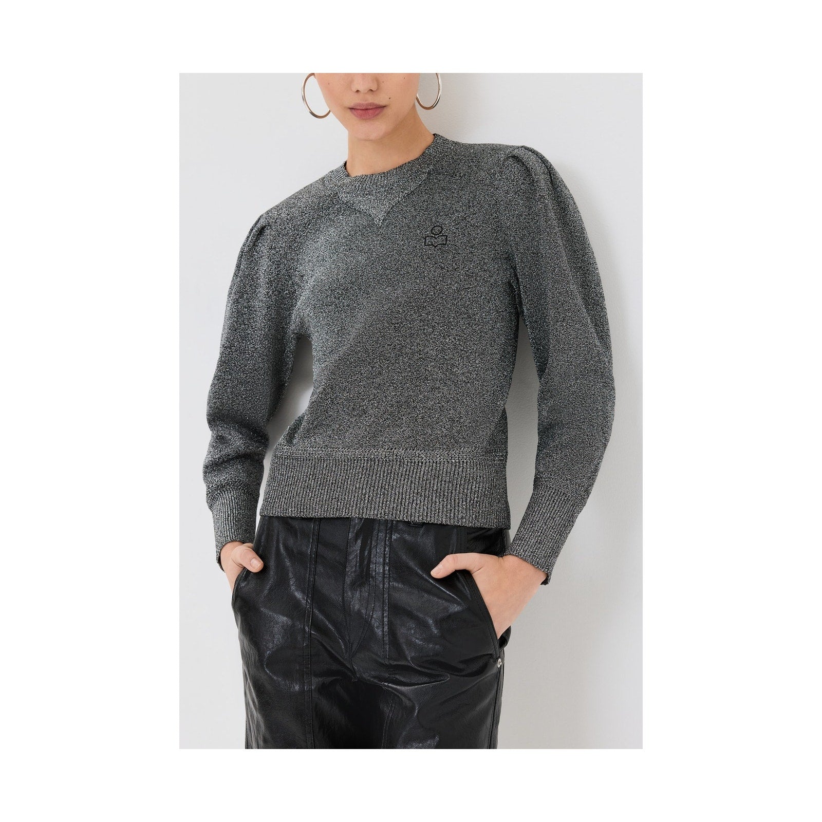Isabel Marant �toile 'Kelaya' Silver Crewneck Long Sleeve Sweater Size 36