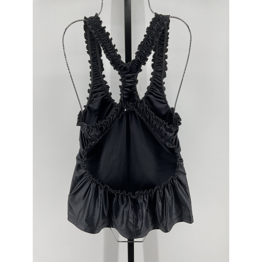 Alexander Wang Ruched Black Polyamide Racerback Cutout Tank Top Size M