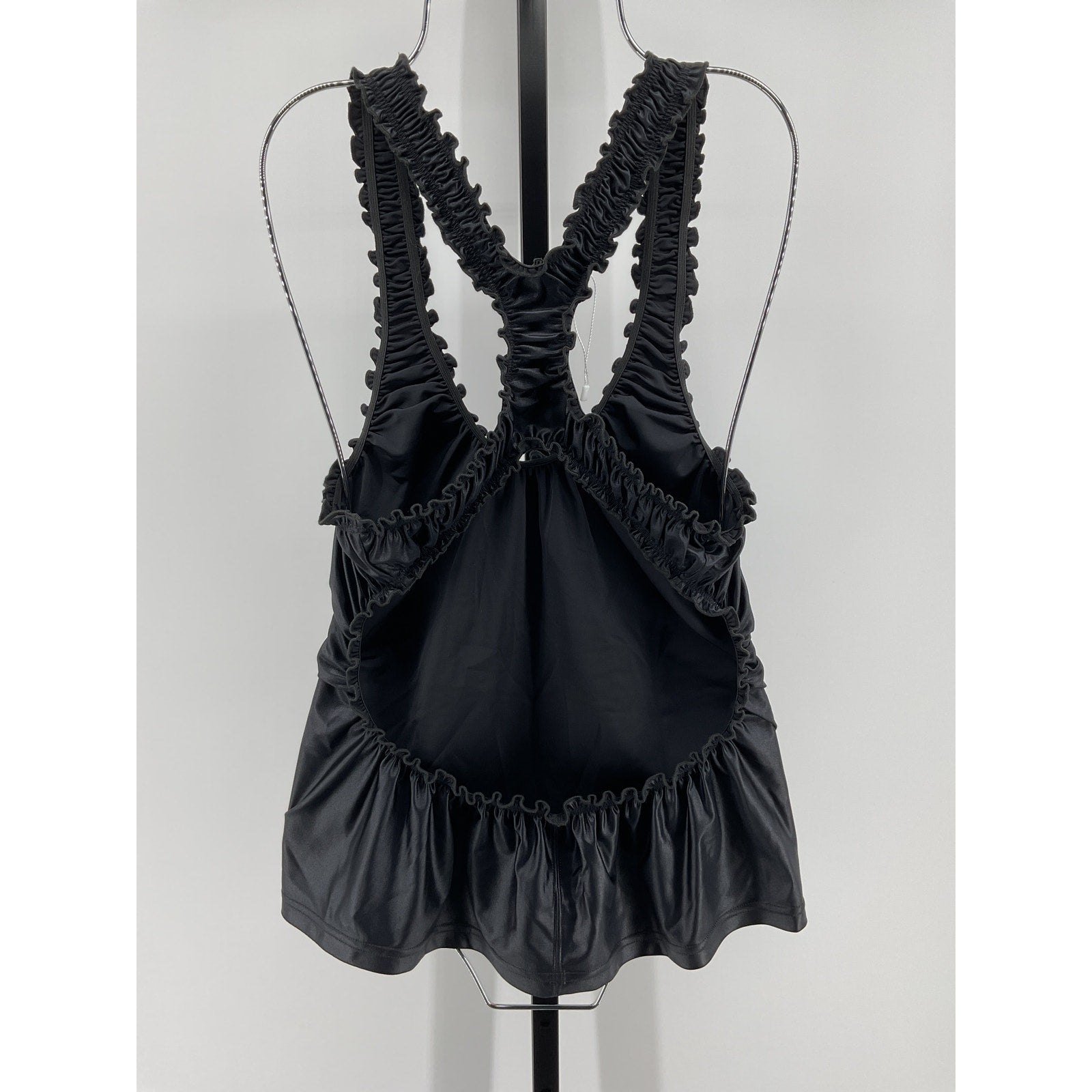 Alexander Wang Ruched Black Polyamide Racerback Cutout Tank Top Size M