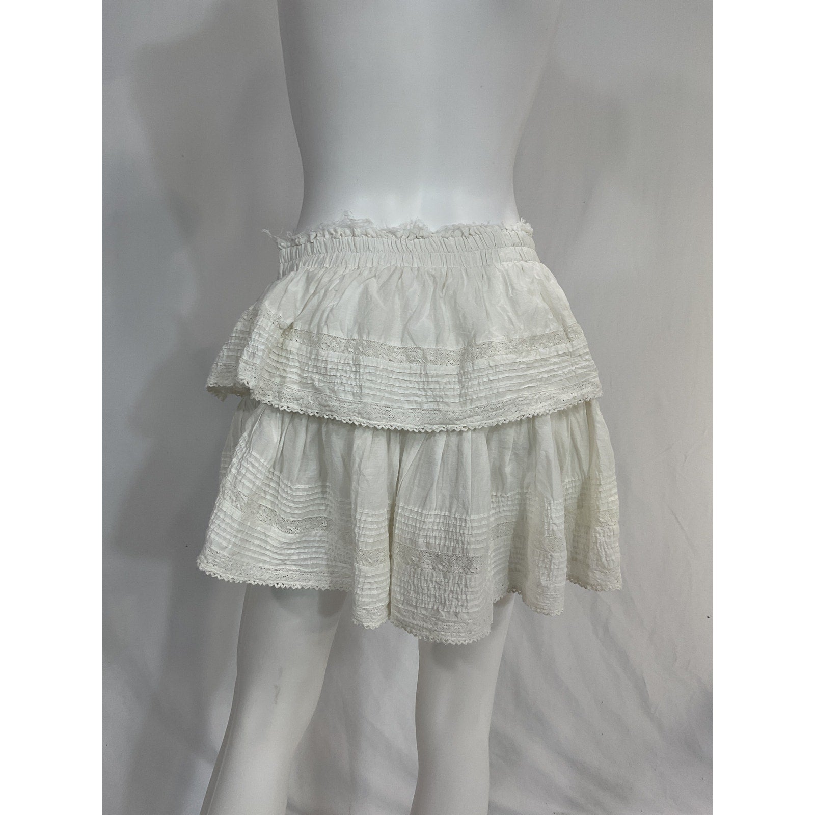 Loveshackfancy 'Ruffle' White Cotton Mini Skirt Size L