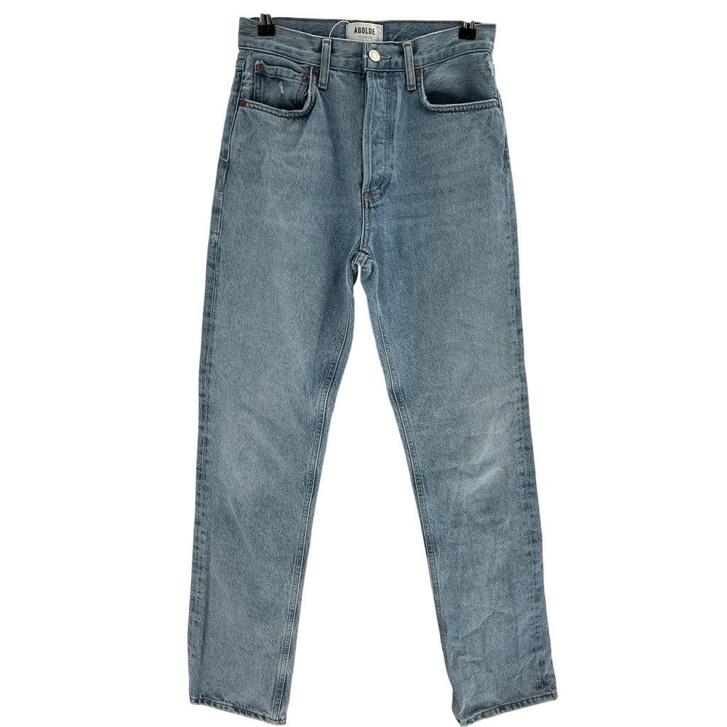 Agolde 'Lana' Blue Cotton Mid Rise Straight Jeans Size 24