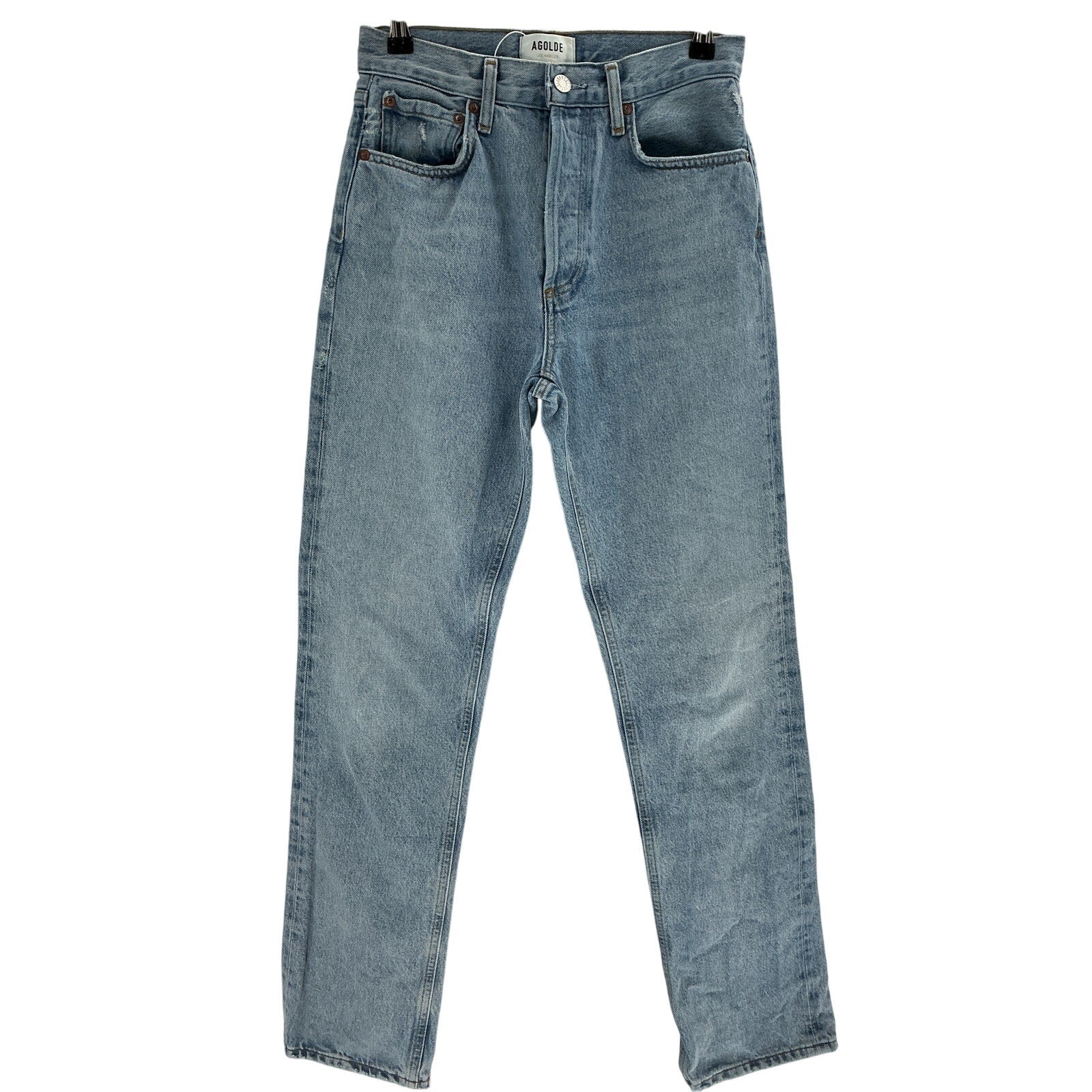 Agolde 'Lana' Blue Cotton Mid Rise Straight Jeans Size 24