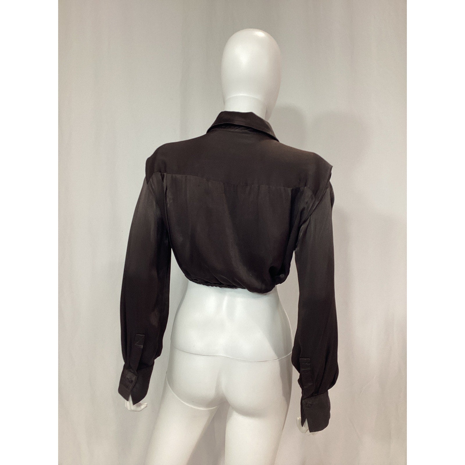 L'Academie 'Jace' Brown Satin Blouse Size XS