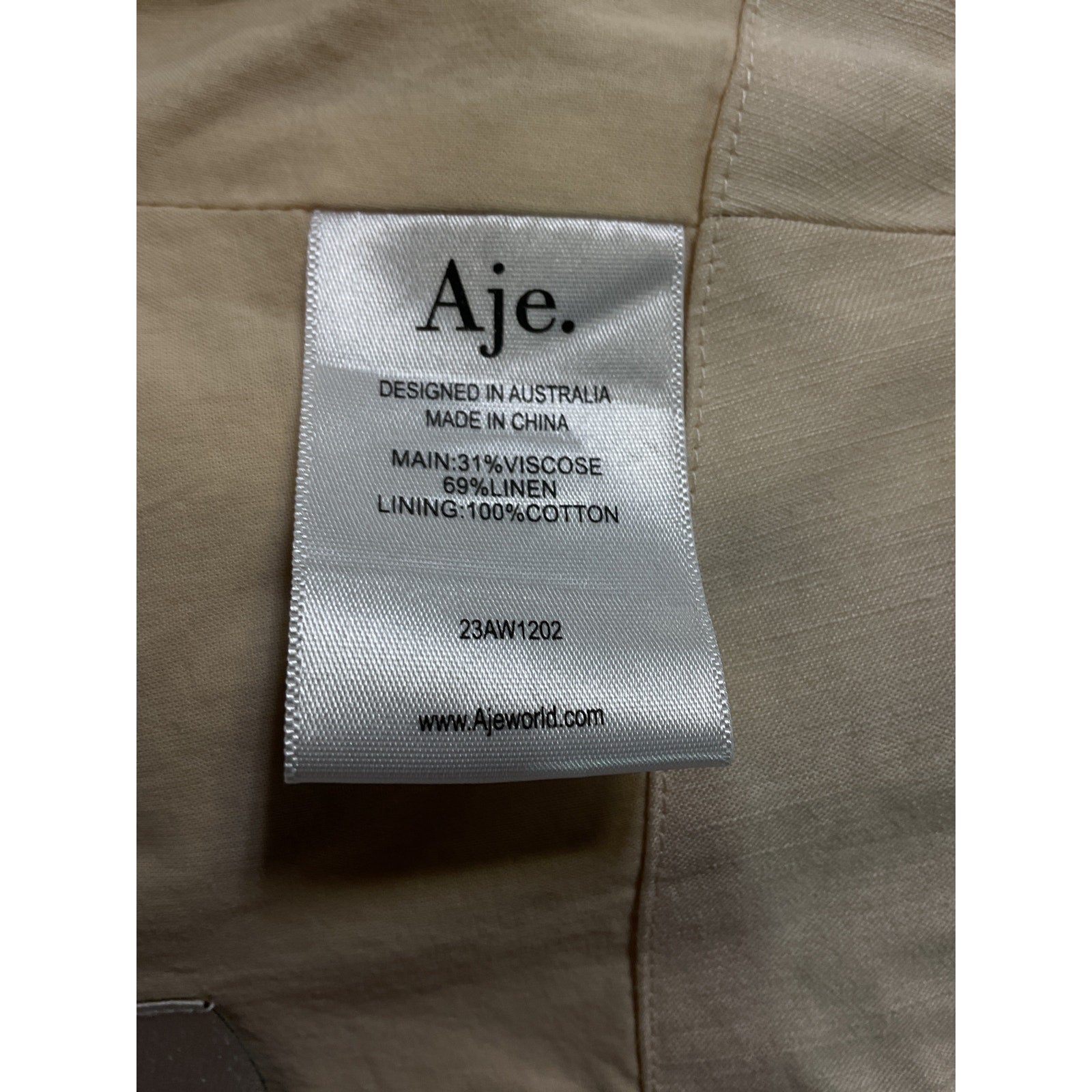 Aje 'Cari' White Ruched Flare Sleeve Crop Top Size 10