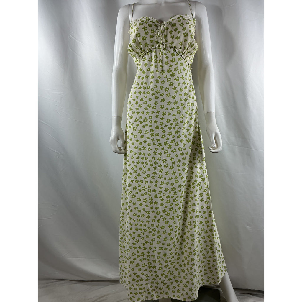 Faithfull The Brand 'Gita' Green Rayon Midi Dress Size M