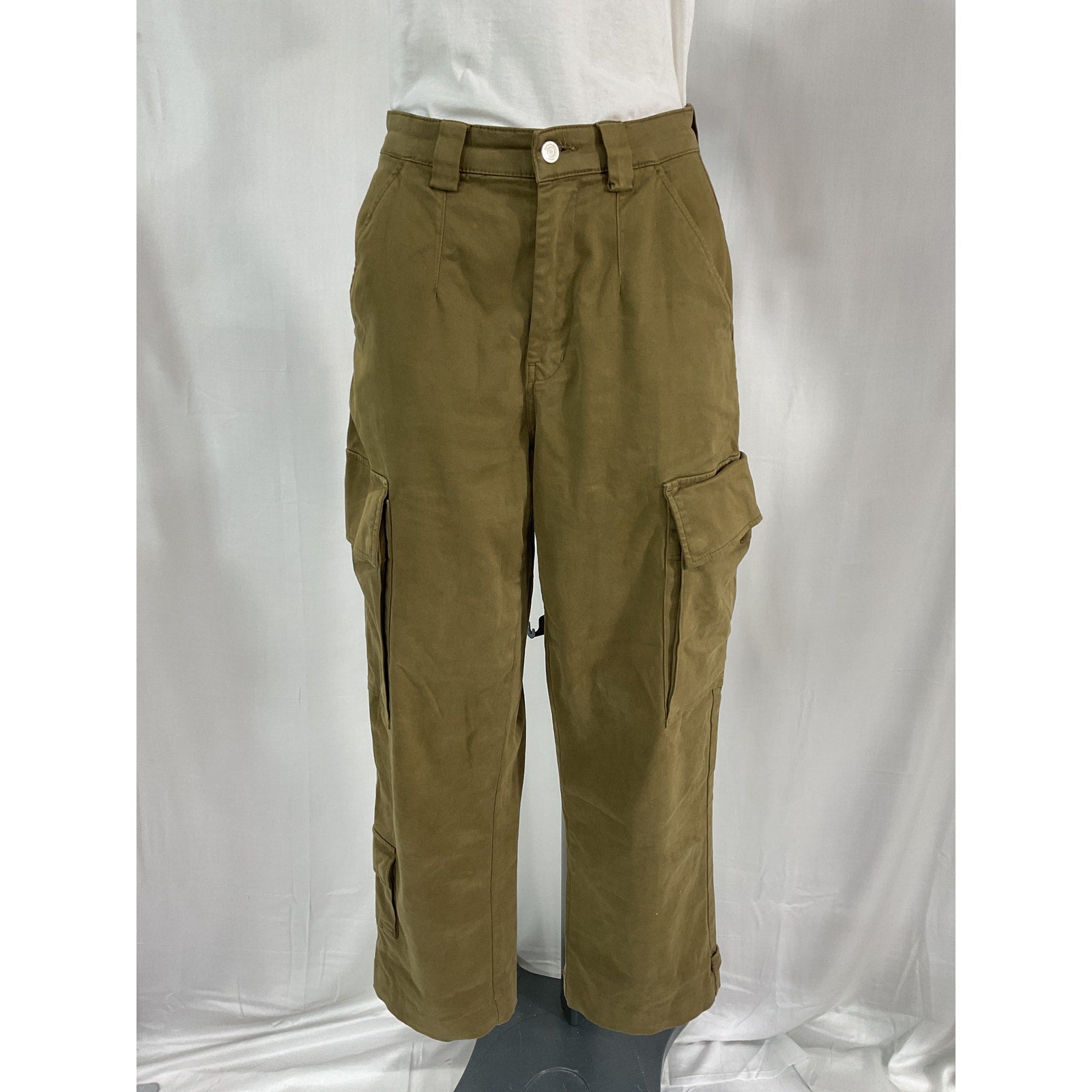 Reformation 'Landy' Green Wide Leg Cargo Denim Jeans Size 27