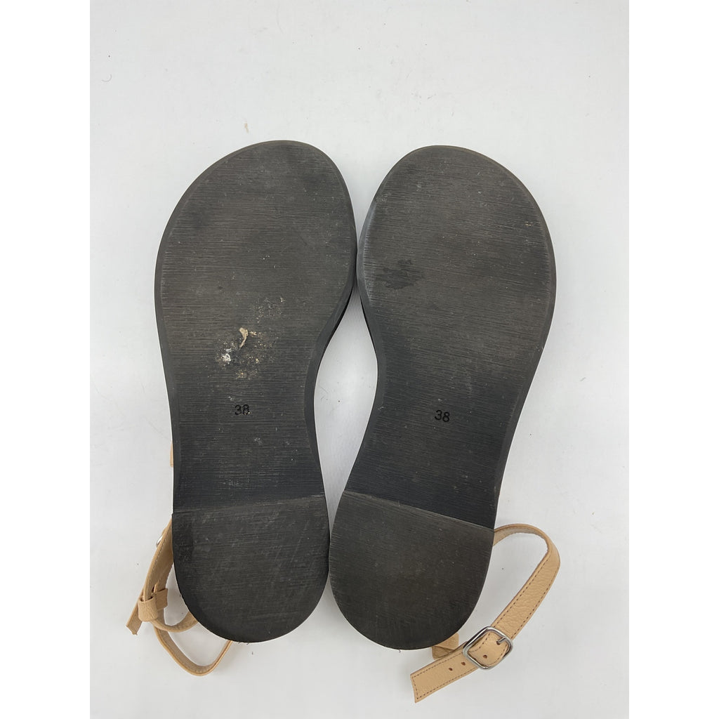 By Far 'Cece' Beige Leather Grained Sandal Size 8
