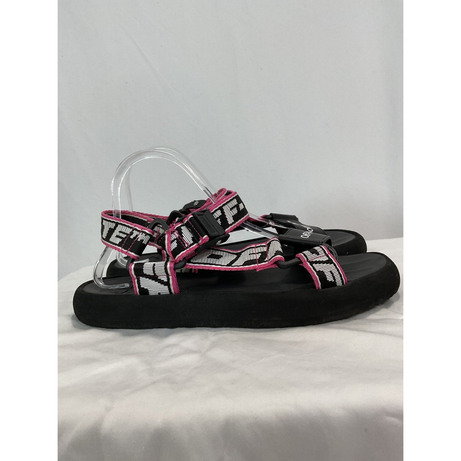 Valenti 'Trek' Black Logo-Strap Sandals Size 8