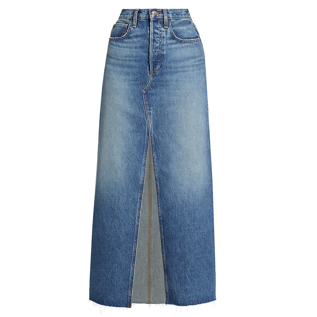 Favorite Daughter 'Sadie' Blue Cotton Denim Maxi Skirt Size 25