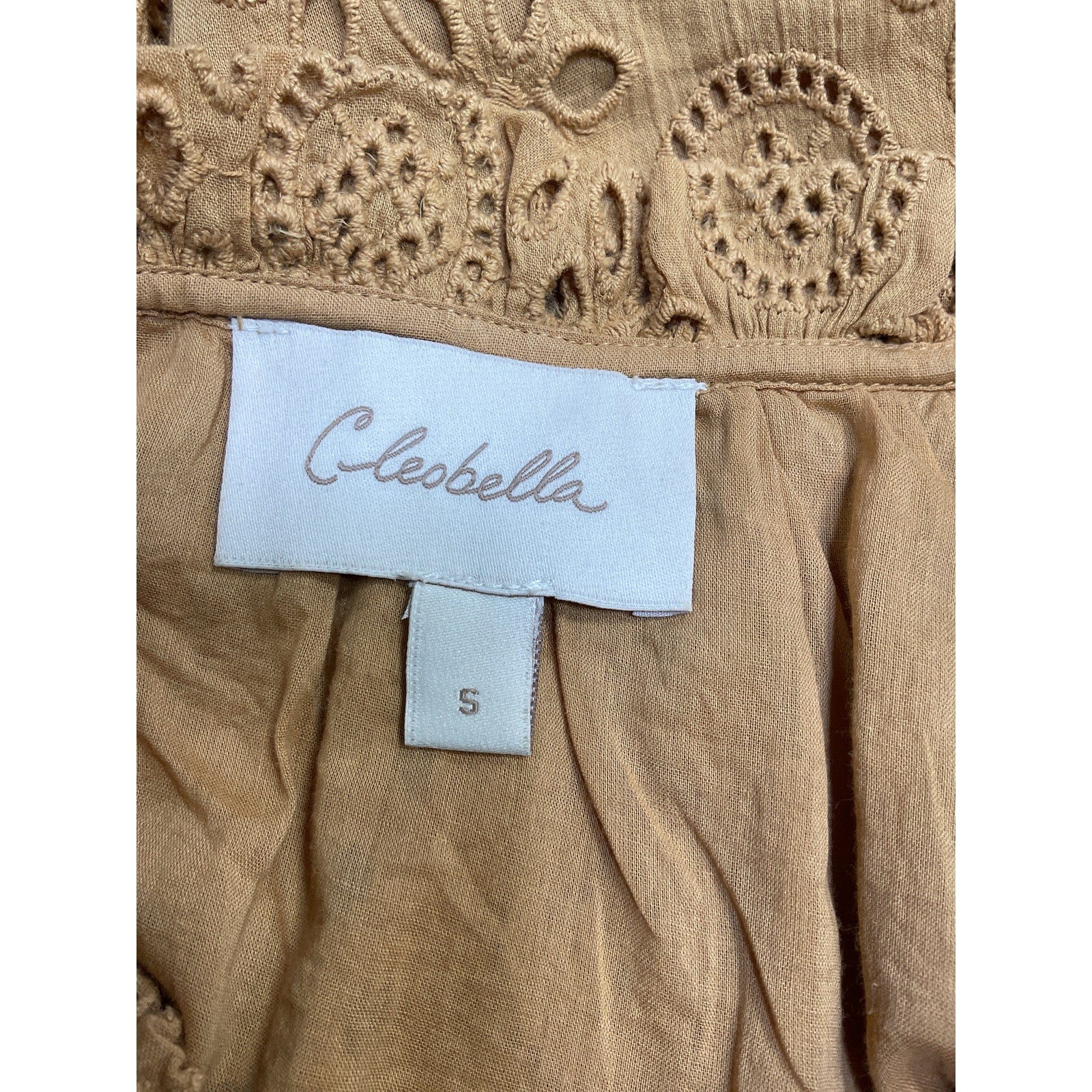 Cleobella 'Katie' Tan Cotton Blouse Size S