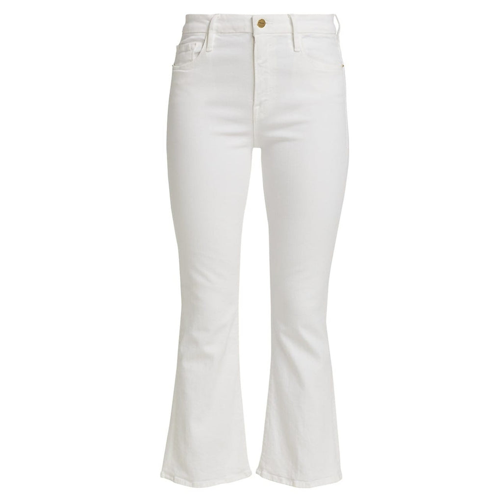 Frame 'Le Crop' White Stretch Mini Boot-Cut Denim Jeans Size 28